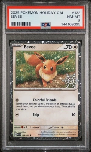 2025 POKEMON HOLIDAY CALENDAR #133 EEVEE PSA 8