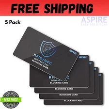 RFID Blocking Card – NFC Contactless Credit Debit Card Protector (5 Pack)