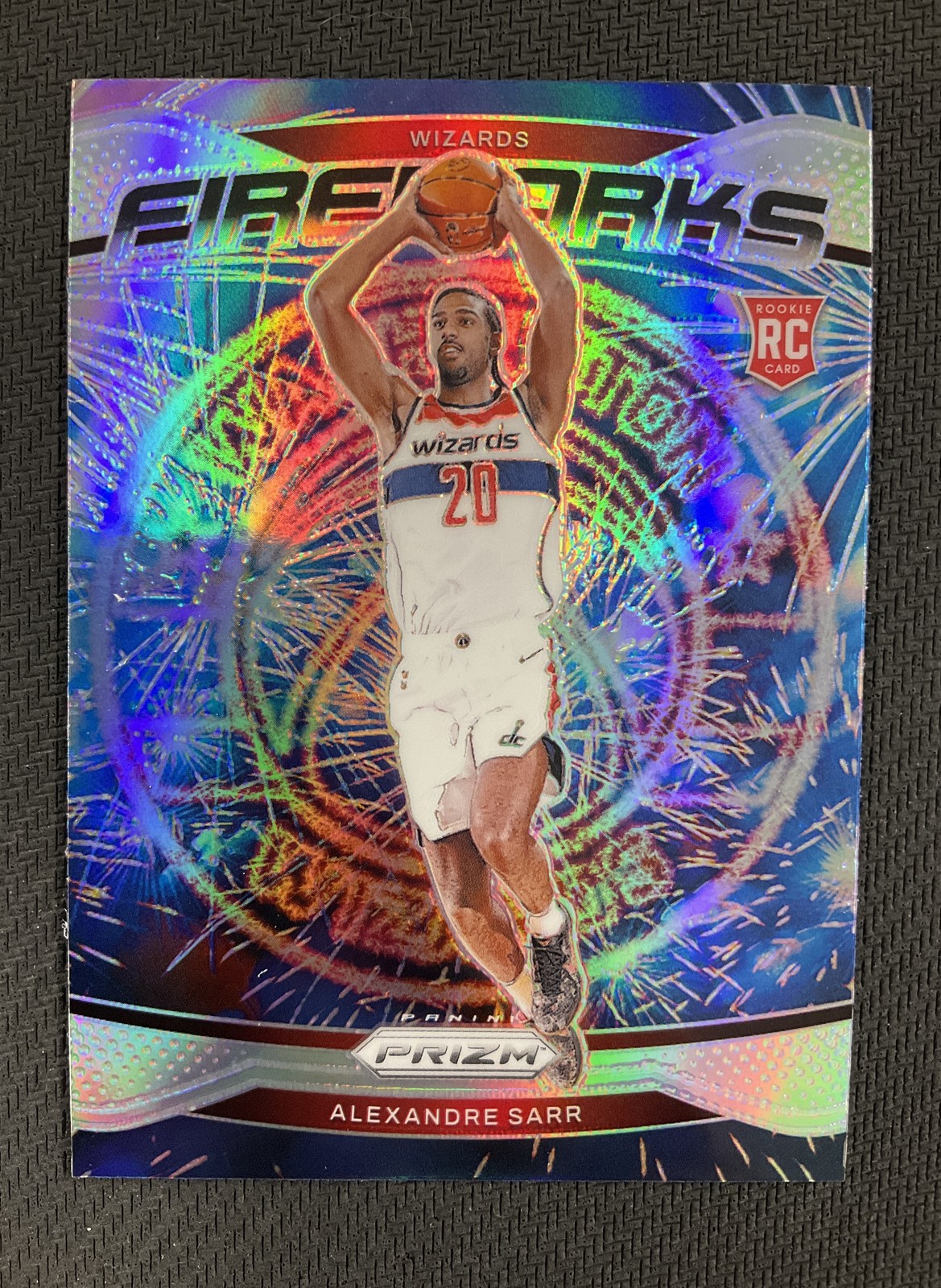 2024-25 Panini Prizm #21 Alexandre Sarr Fireworks Silver Prizm Wizards