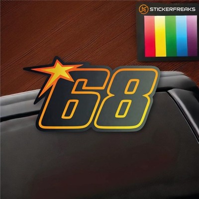 Aufkleber Startnummer 68 Stern sportliche Nummer Sticker Auto & Motorrad 20x11cm