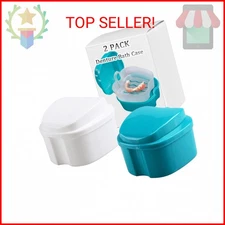 Denture Bath Box Cup, Complete Clean Care for Dentures, Clear Braces, Mouth Guar