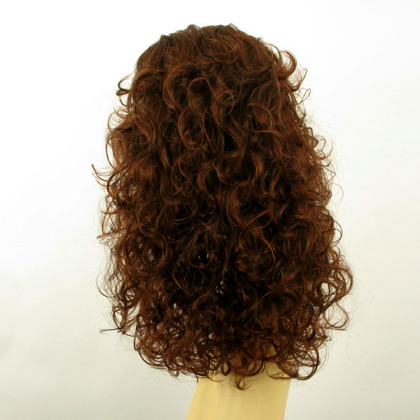 Perruque Longue Bouclée Synthétique - Couleur Châtain Foncé Cuivré Intense (Auburn) - Modèle ADELAIDE 322
