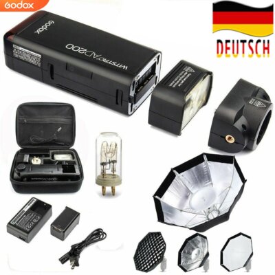 DE Godox AD200 TTL HSS 2,4G 1/8000 Blitzgerät Speedlite + Freier AD-S7 Softbox