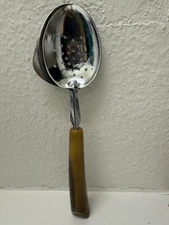 Retro Slotted Spoon with Side Pouring Lip W/  Bakelite Handle Simichrome Tested