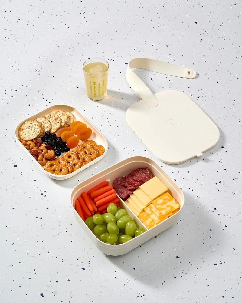 Porter Bento Lunch Box, 3 Compartment Bento Box Portable Adult Lunch Box with Sn