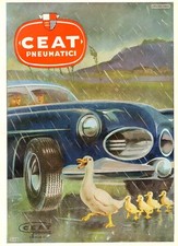 PUBBLICITA 1954 AUTO PIOGGIA PNEUMATICI CEAT GOMMA TORINO BORGHI OCA PULCINI 
