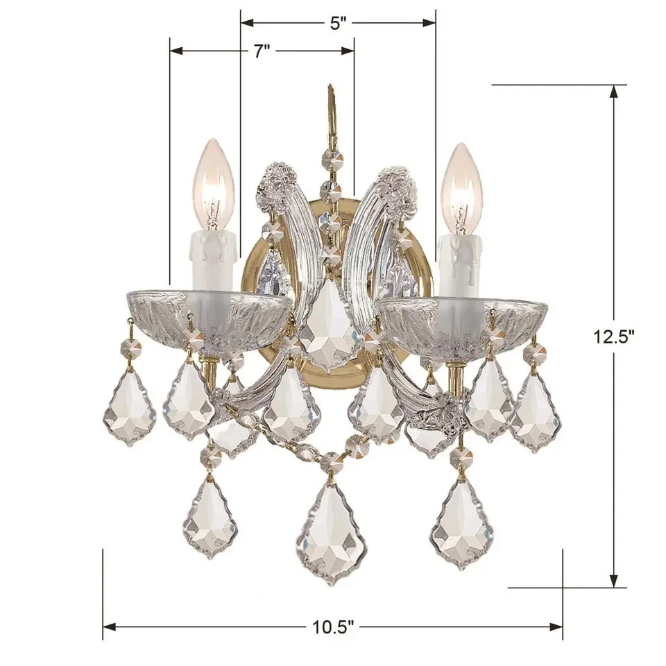 Nuevo Aplique de Pared Crystorama Maria Theresa, Luz Dorada y Cristal # 4472-GD-CL-MWP Foto 2 de 3