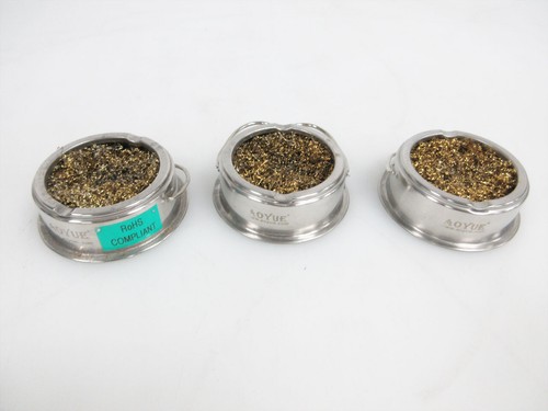 3X AOYUE SOLDERING IRON TIP CLEANER WITH BRASS WIRE SPONGE - USED