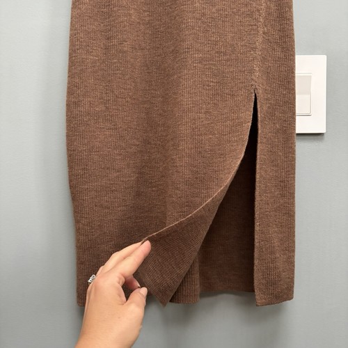 BCBGMaxAzria Merino Wool Brown Sleeveless Turtleneck Dress / Tunic in Toffee S - Picture 3 of 10