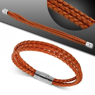 18 cm Leder Armband mit Edelstahl Mag.Verschluss unisex bracelet y-bgo377