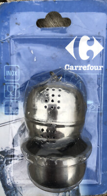 Französisches Carrefour Tee-Ei Edelstahl Kugelsieb mit Tasse zum Sitzen