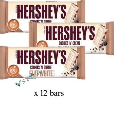 Hersheys Cookies n Creme Flat White Flavour 90g x 12 Riegel volle Box BBD-3|19|25
