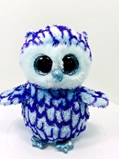 TY Beanie Boos Oscar Owl Blue Purple 6" Plush Blue Glitter Eyes No Tush Tag