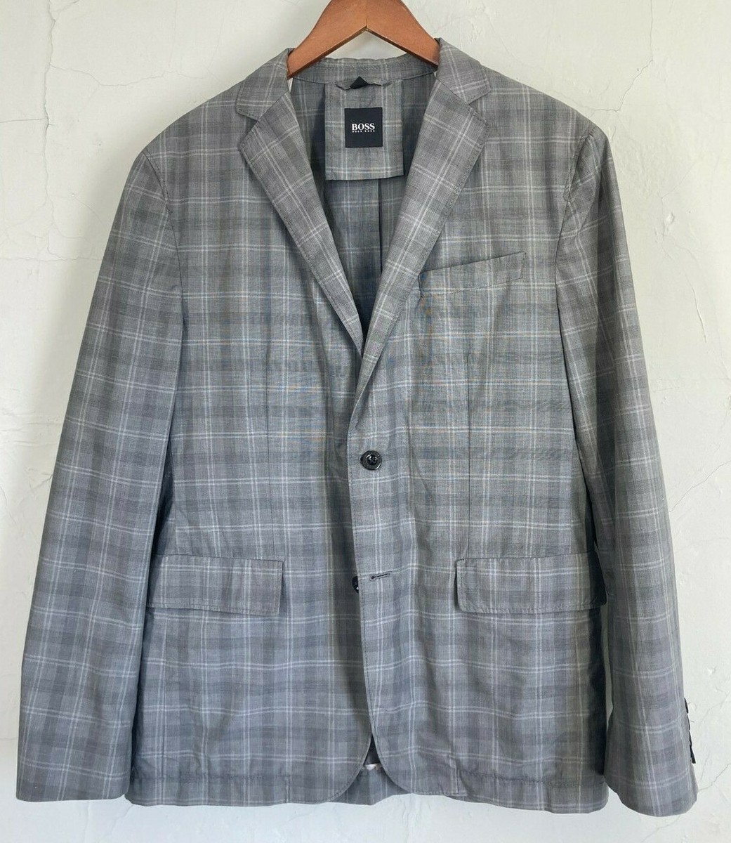 Hugo Boss Gray Glen Plaid Light Summer Unstructured Sport Jacket 