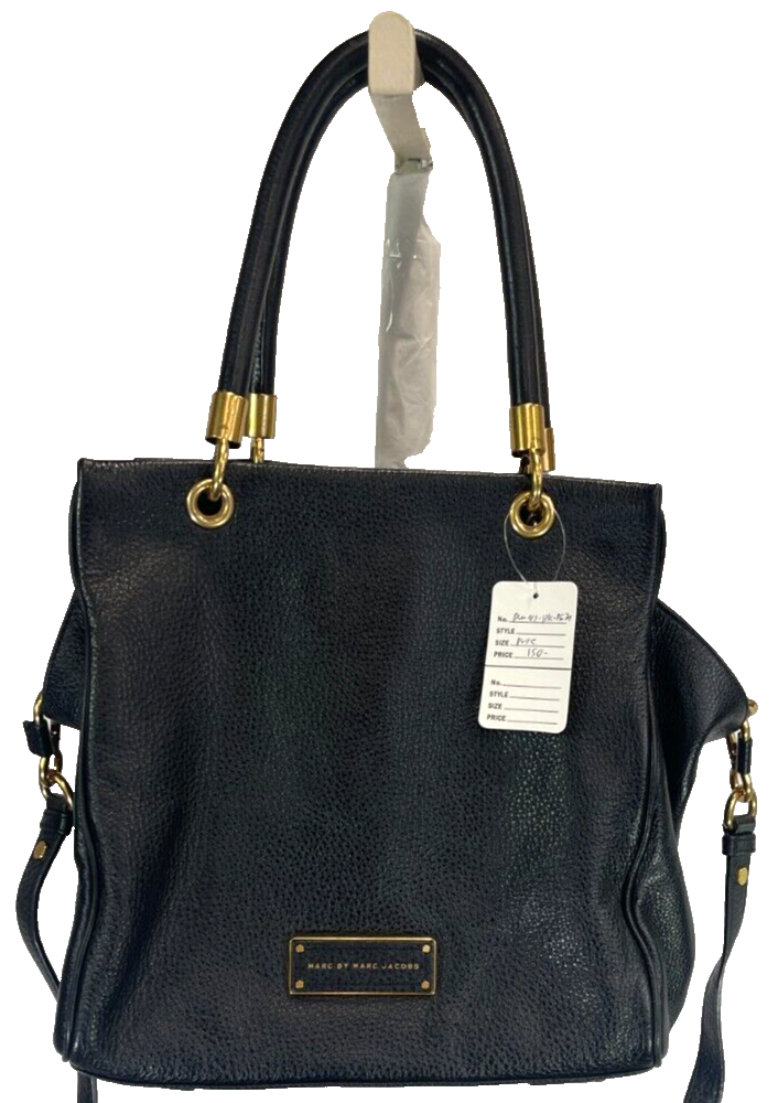 Marc Jacobs large black leather tote purse shoulder bag
