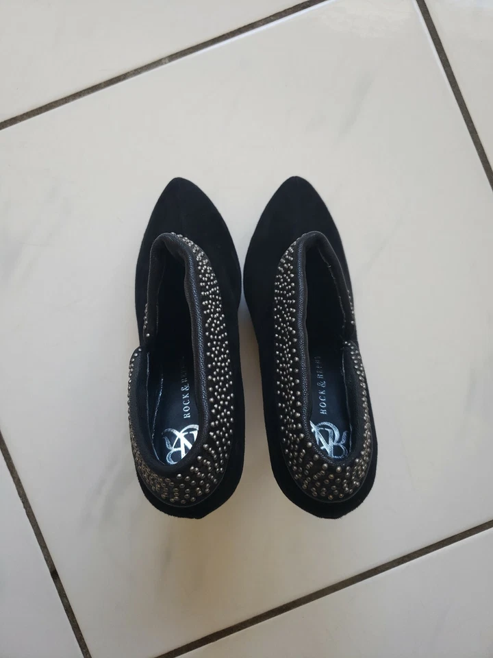 Rock Republic Suede Leather Angie Studded Stiletto Booties Heels Size 36.5 - 6.5 - Image 3 of 4