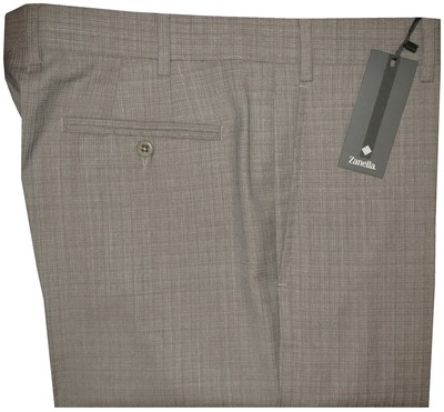 $365 NWT ZANELLA DRESS PANTS 32 ITALY DEVON KHAKI TAUPE SUPER 130'S WOOL MENS