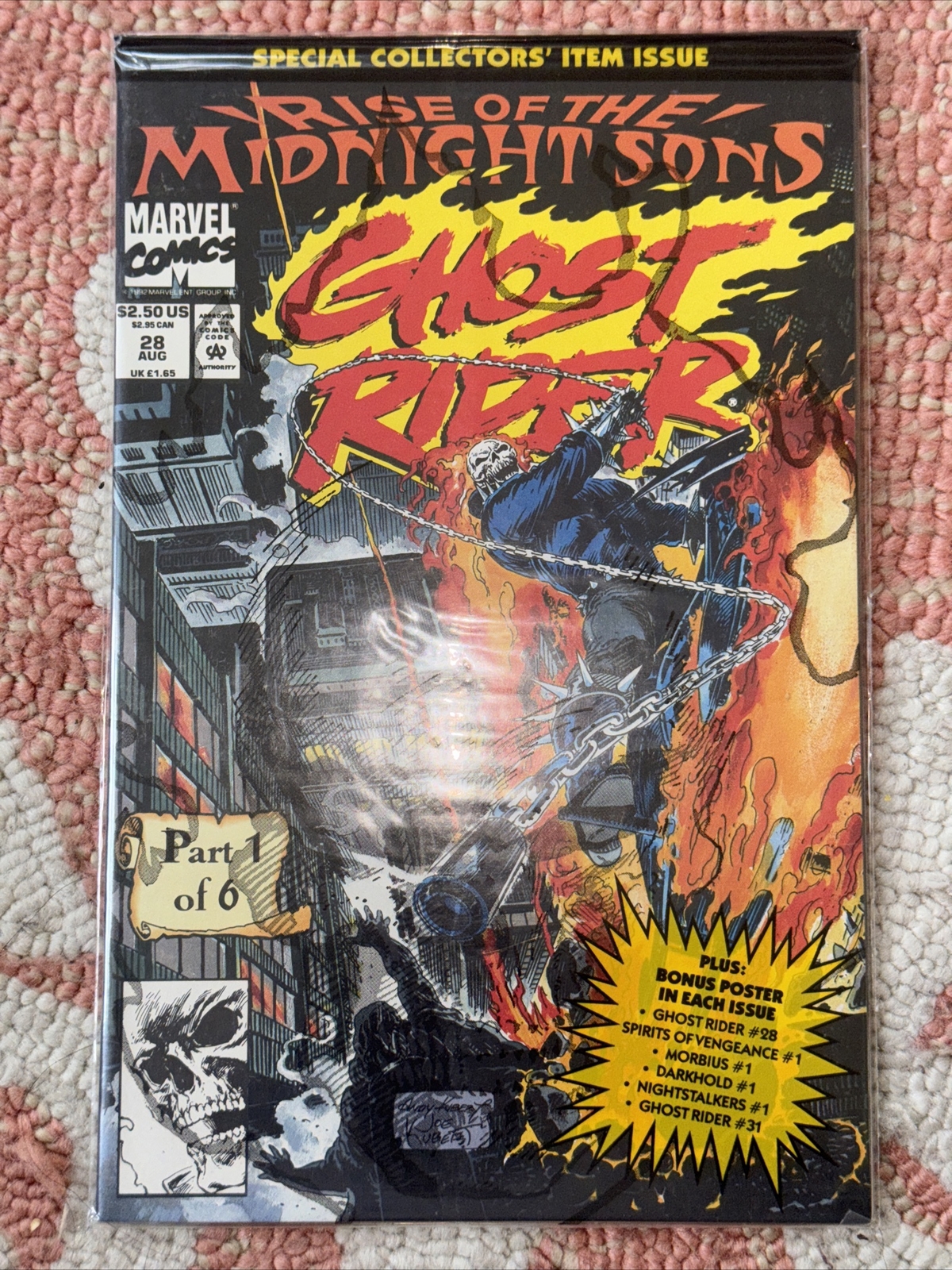 Ghost Rider 28 GHOST RIDER # 28 MARVEL COMICS August 1992 SEALED POLYBAG with POSTER ...