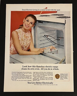 Electricity 1972 Life Print Add 13x11 Housewife Electric Range