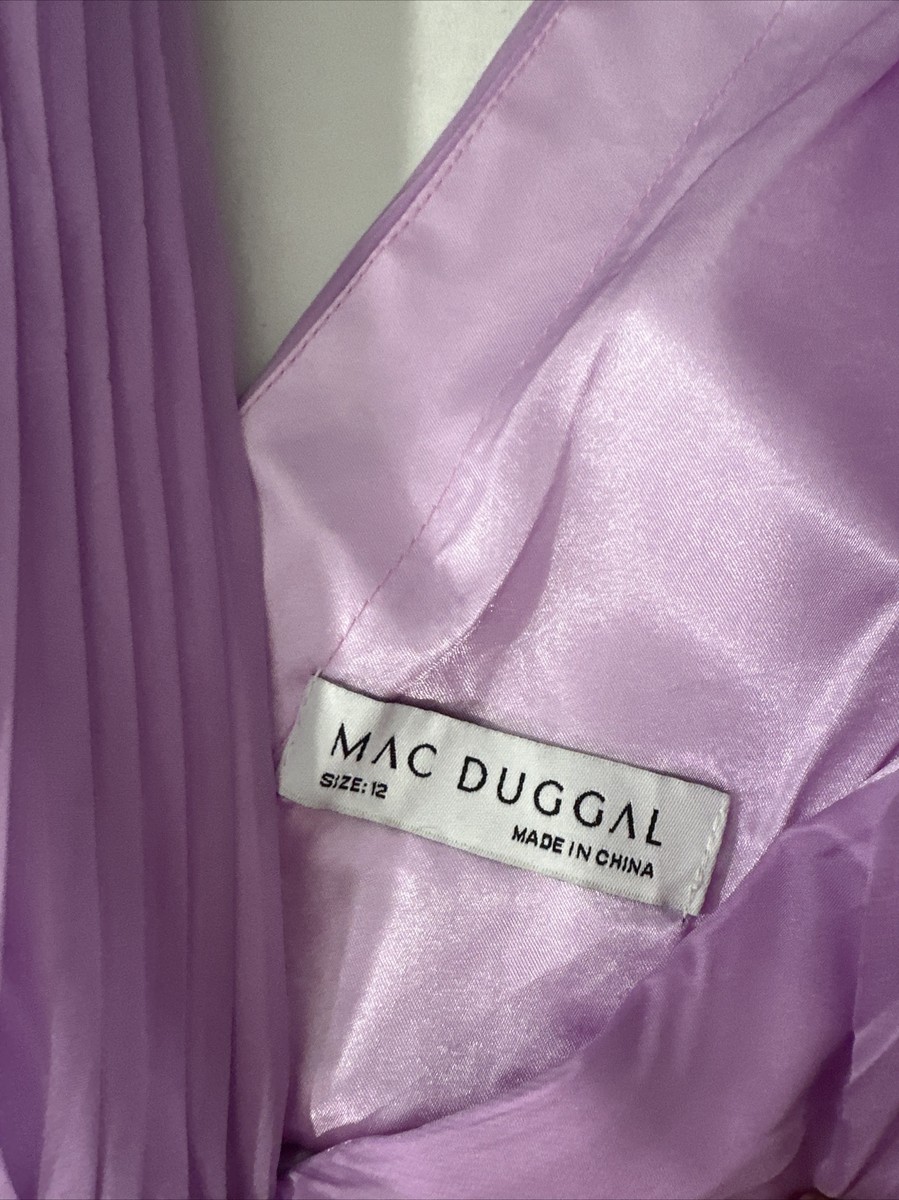 関税送料込【MAC DUGGAL】ロング ワンピース 装飾 長袖 パープル NEW IEENA Mac Duggal [ 12 ] Pleated Ruffle Cap Sleeve Flowy