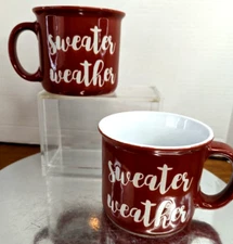 Creative Idea Set 2 12oz Sweater Weather Brown Coffee Hot Cocoa Tea Mug Cup New