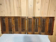 Vintage Wood Folding Louver Window Interior Shutters Each 2 Panel Set 20" x 14"