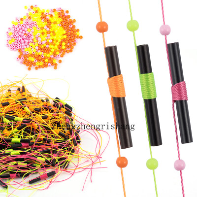 100Pcs/lot Fishing Bobber Float Stops Bobber Stop String Knots with Beads 3Color
