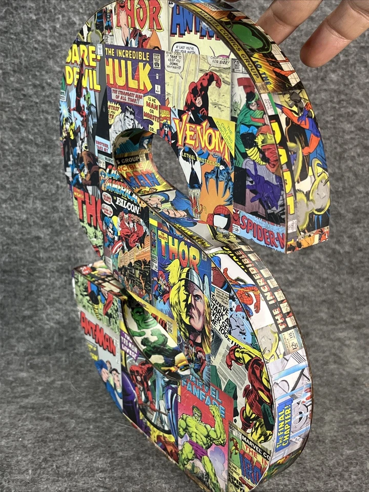Marvel Retro Cómic Madera Letra "S" Borde Hogar Colgante Pared 10” Foto 2 de 4