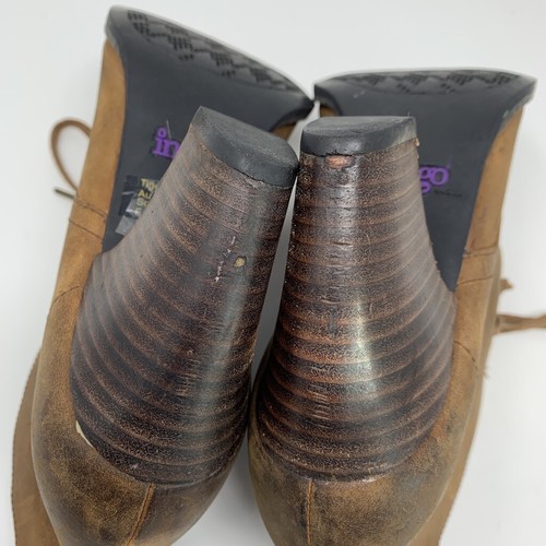Indigo by Clarks Damen braun abgenutzte Leder Holz Absatz Stiefeletten, Größe 7,5, - Bild 8 von 12