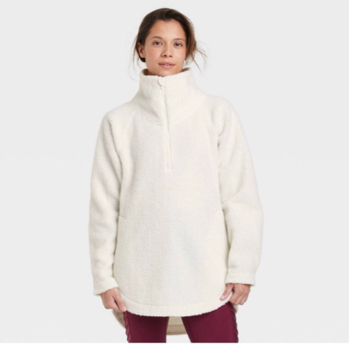 Zip Tunic Sweatshirt White 