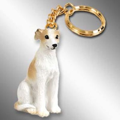 WHIPPET Tan White Dog Tiny One Resin Keychain Key Chain Ring