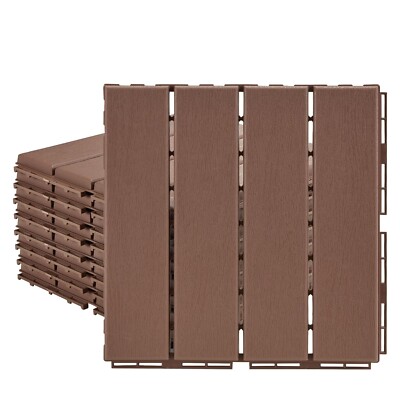 Plastic Interlocking Deck Tiles, 9 Pack , 12''x12'' Waterproof Outdoor Flooring