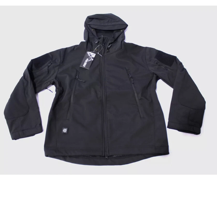 Men's Tactical Fleece Jacket Full-Zip Up Outdoor Windproof Hooded Work Large