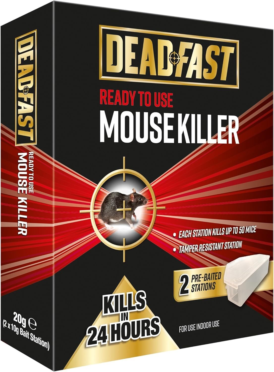 Deadfast Pre-Baited with Poison Mouse Killer Bait Station,Twin Pack Indoor use