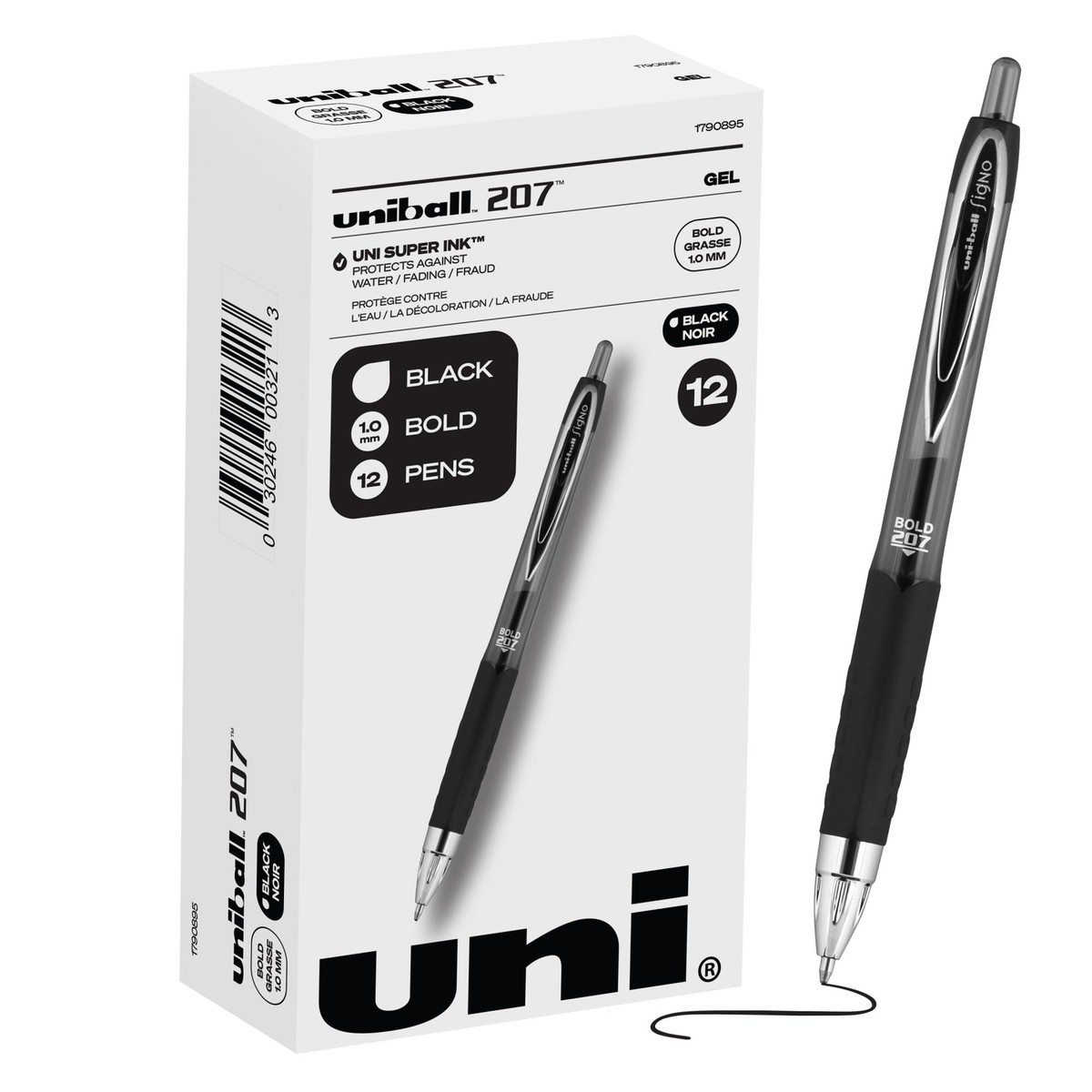 Uniball Signo 207 Gel Pen 12 Pack, Ultra Micro Black Pens, Gel Ink  Pens