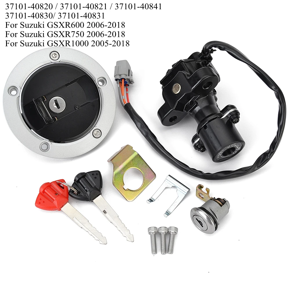 Ignition Switch Fuel Gas Cap Seat Lock Keys Kit Set For Suzuki