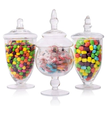  Apothecary Jars with Lids- Apothecary Jars, Candy Jars for Candy Buffet, Small