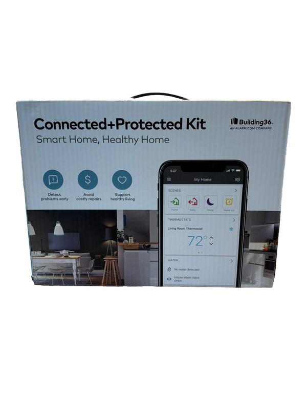 Connected+Protected Kit with smart home hub thermostat ring style smart plug