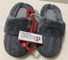 Dearfoams Women's Slippers GRAY Small 5-6 Clog Style Quilted Upper