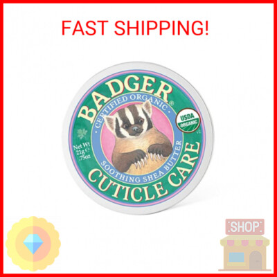 Badger Organic Cuticle Care Balm - Natural Nail Care Cream with Shea Butter, Vit
