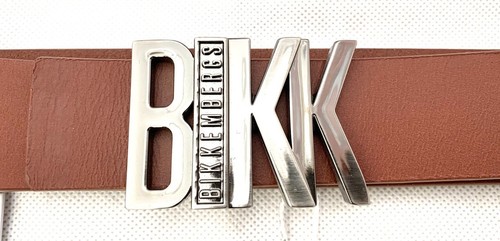 Cinturón de cuero para hombre BIKKEMBERGS marrón óxido hebilla de metal ¡NUEVO ETIQUETA! - Imagen 2 de 9