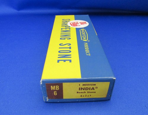 NORTON VTG MB6 INDIA Sharpening Stone 6X2X1 1950's Made In USA UNUSED COND.#5 - 第 2/12 張圖片