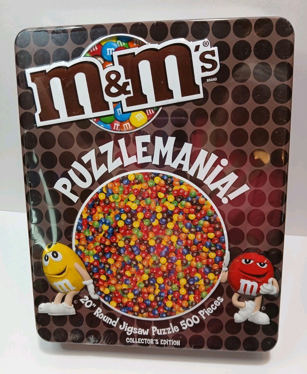 M&M Jigsaw Puzzle 500 Pc In Tin Case Puzzlemania 20in Round