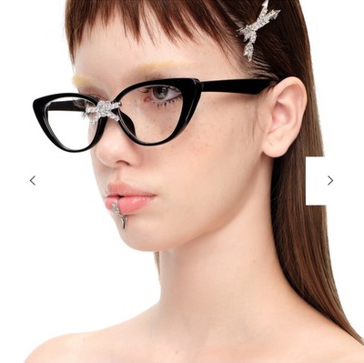 YVMIN X SHUSHUTONG Gemstone Bow Optical Glasses Black Middle Bow NEW IN BOX   