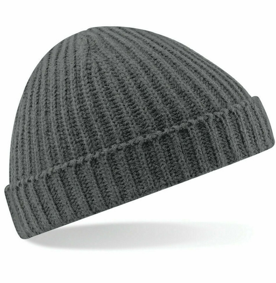 Mens Trawler Beanie Hat Wool Knit Ribbed Cuffed Fisherman Skateboard