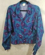 Vintage 80's Style Cap Tree Long Sleeve Button Up Blazer.Shirt SZ 14 USA Made