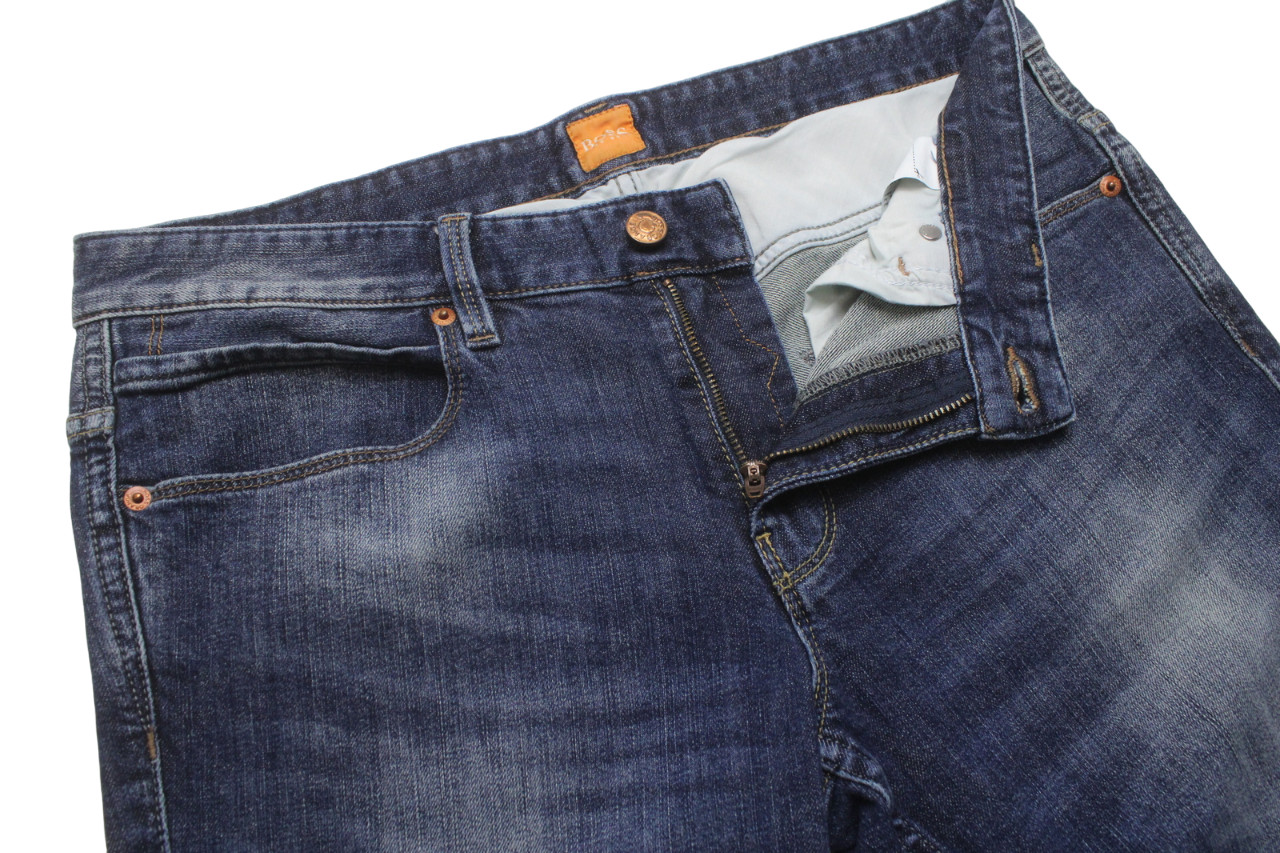 HUGO BOSS Orange63 Jeans Men's W33/L30 Straight Fit Whiskers Dark Denim thumbnail 4