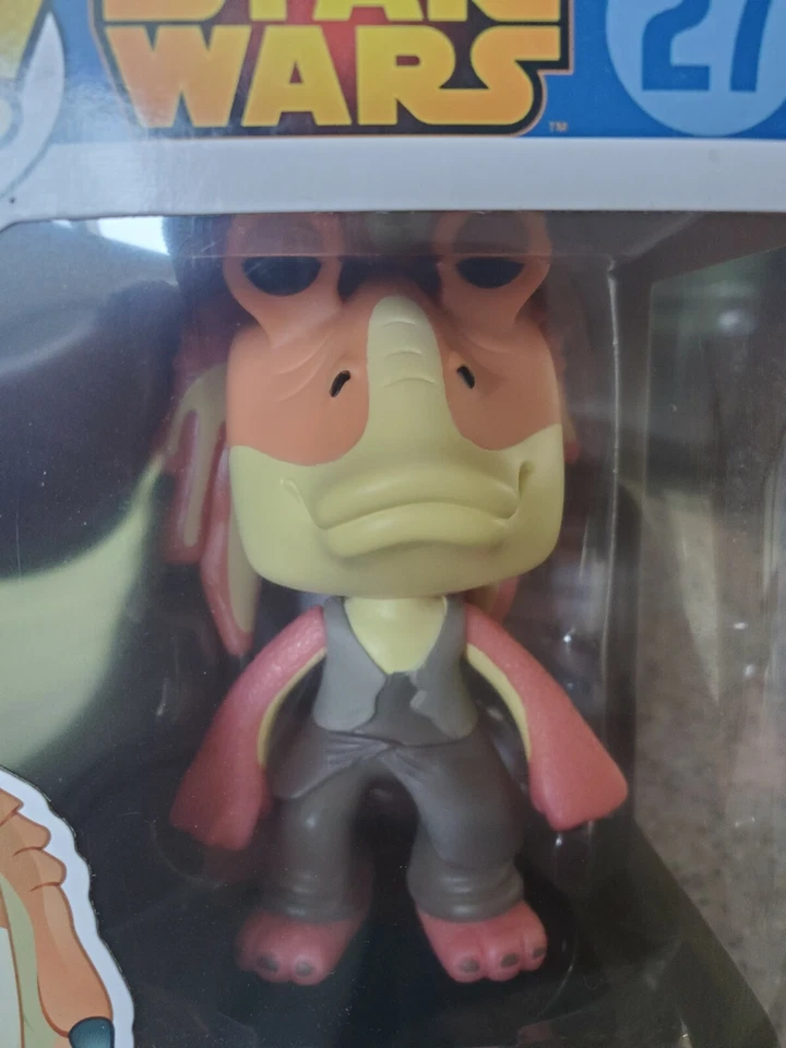 Funko POP Star Wars: Jar Jar Binks # 27  Figure Very Rare!/ Pop Protector.  - image 2 of 4