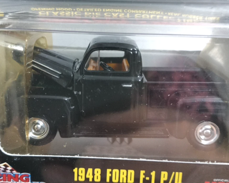 Camión Ford F-1 P/U 1948 fundido a presión negro #164 Nascar Racing Champions Motor Trend Foto 3 de 4