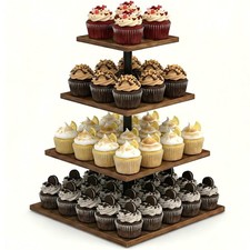 Wooden 4 Tier Cupcake Stand for 50 Cupcakes,Cupcake Holder,Cupcake Tower,Tier...